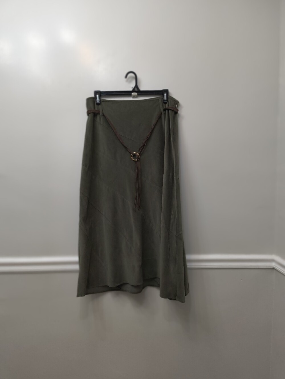 JM Collection Corduroy Diagonal Green Midi Skirt   Plus Sz 16 Cottagecore Earthy
